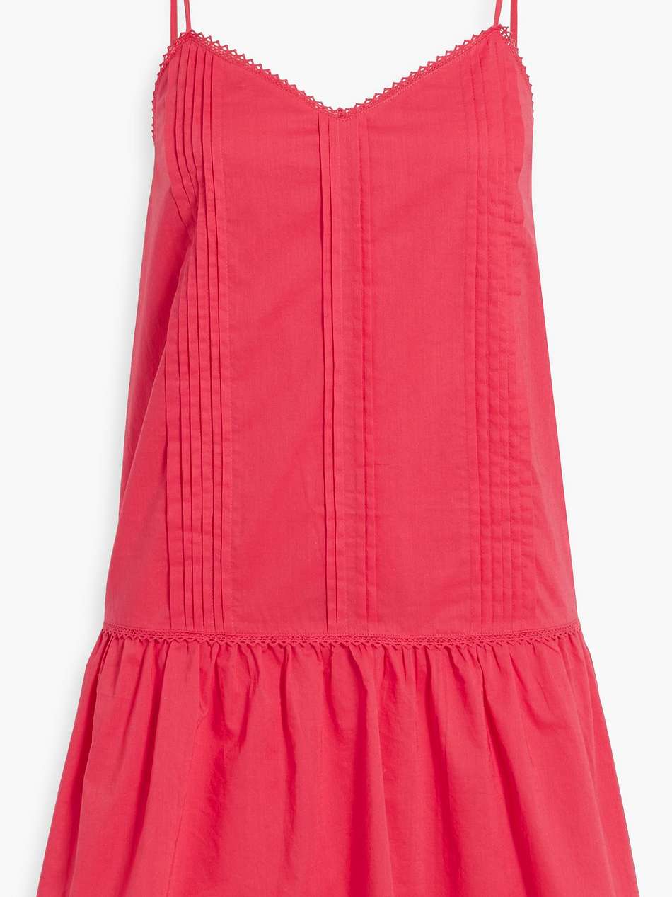 trinity pintucked cotton-broadcloth mini dress