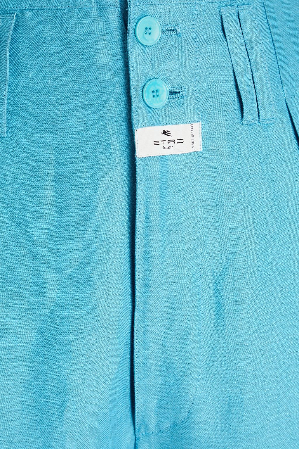 ETRO Pleated linen and silk-blend jacquard tapered pants
