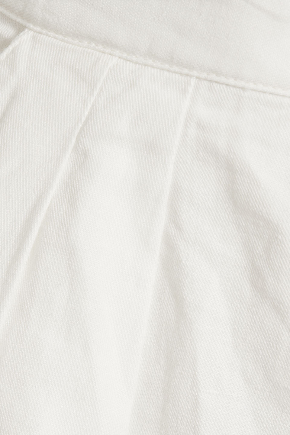 Shop Joie Wilmont Cropped Pleated Cotton And Linen-blend Tapered Pants In Ivory