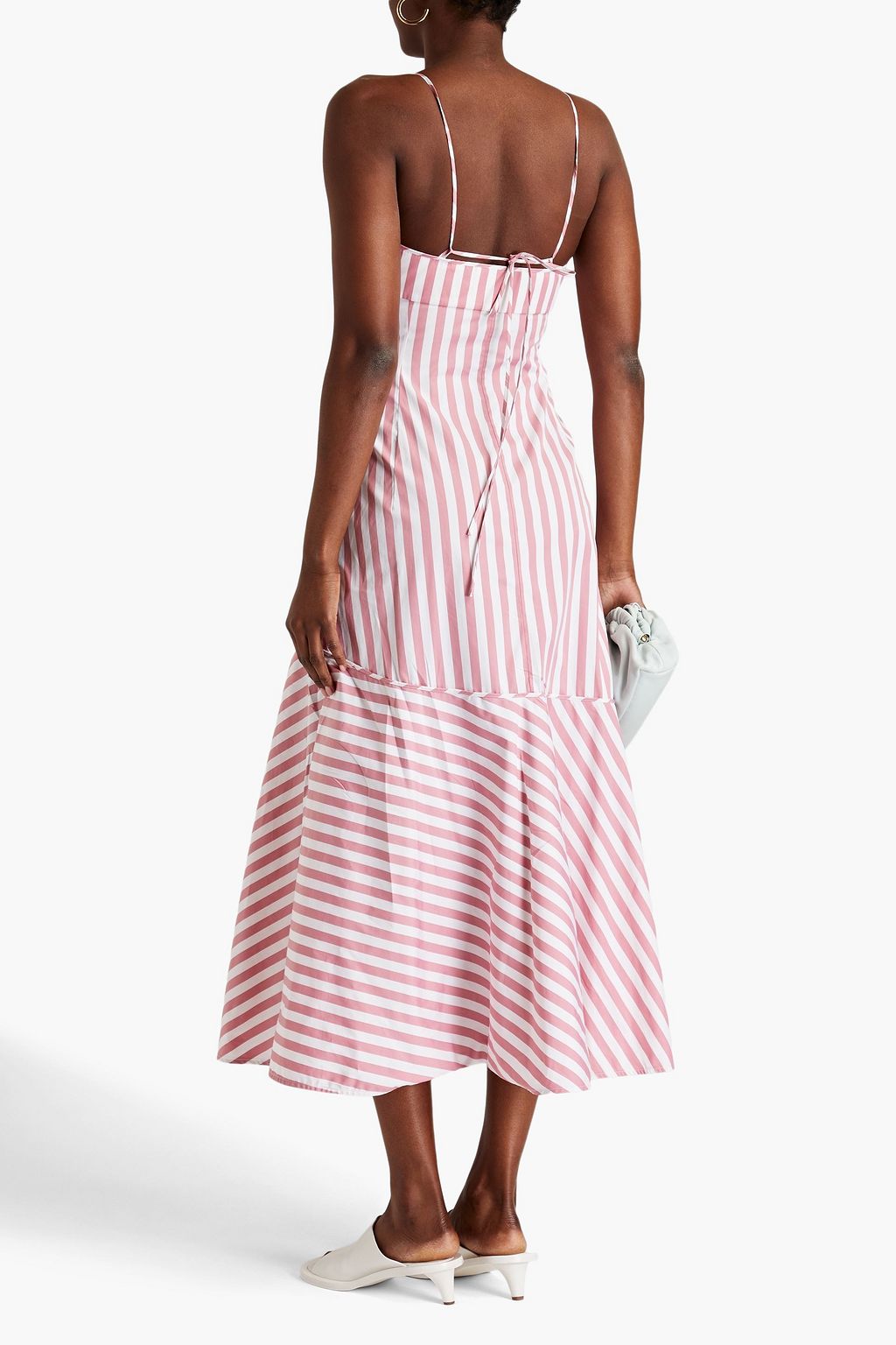 JIL SANDER Gathered striped cotton-poplin maxi dress