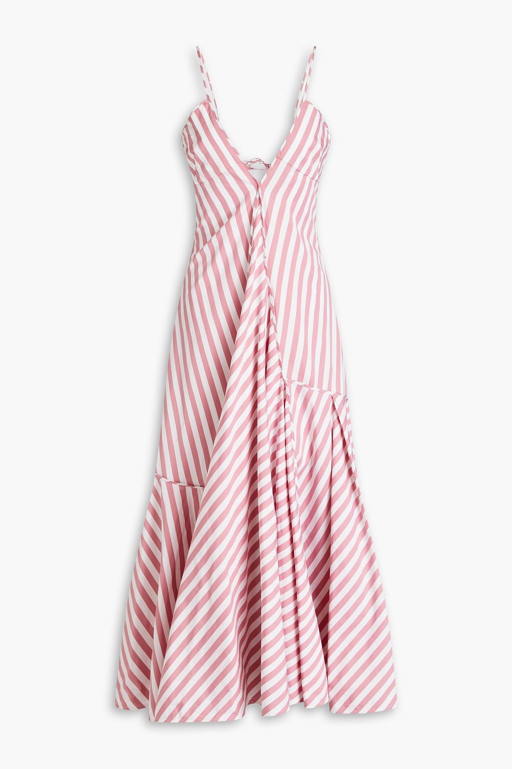 JIL SANDER Gathered striped cotton-poplin maxi dress | THE OUTNET