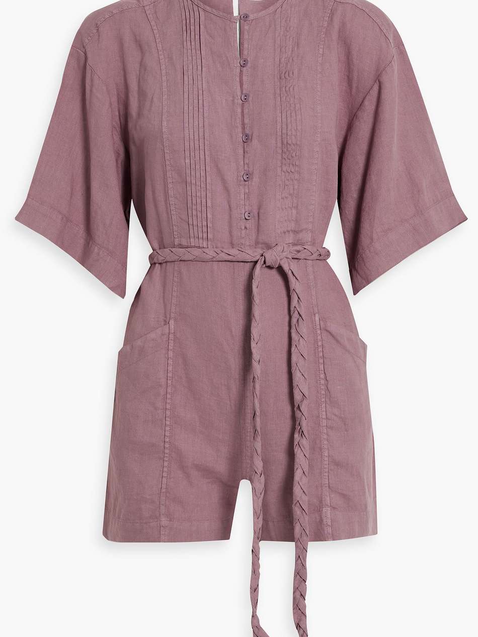 colin pintucked linen playsuit