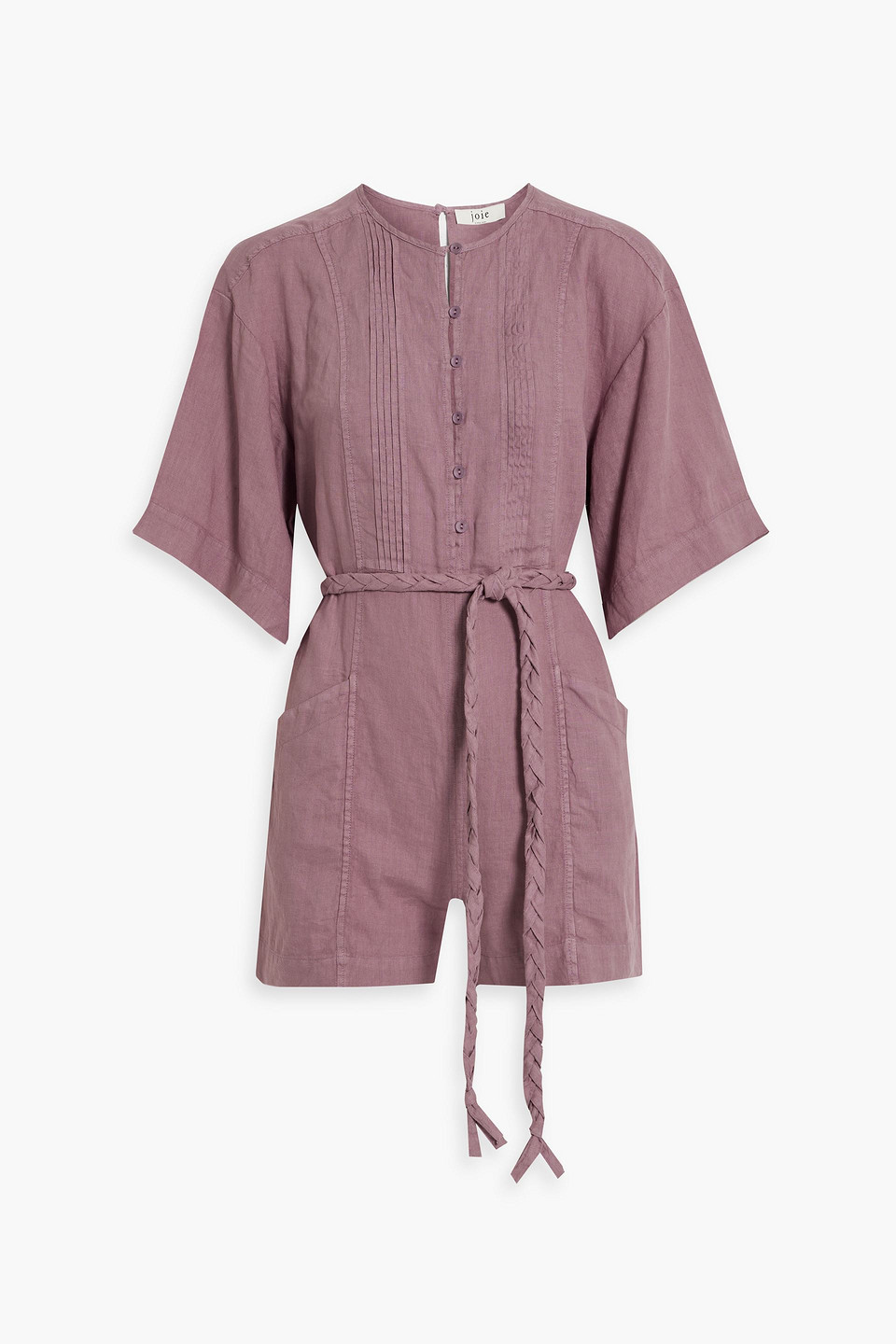 Shop Joie Colin Pintucked Linen Playsuit In Grape