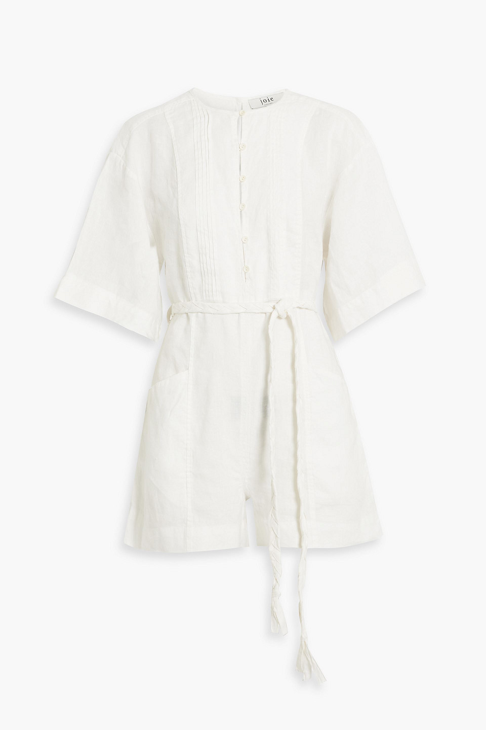 Joie Colin Pintucked Linen Playsuit In Ivory | ModeSens