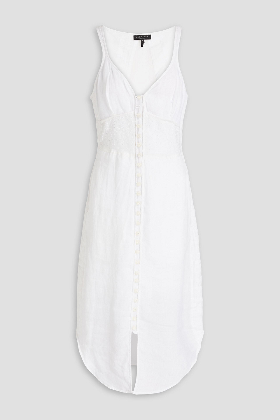 Rag & Bone Criseli Broderie Anglaise-paneled Ramie Dress In White