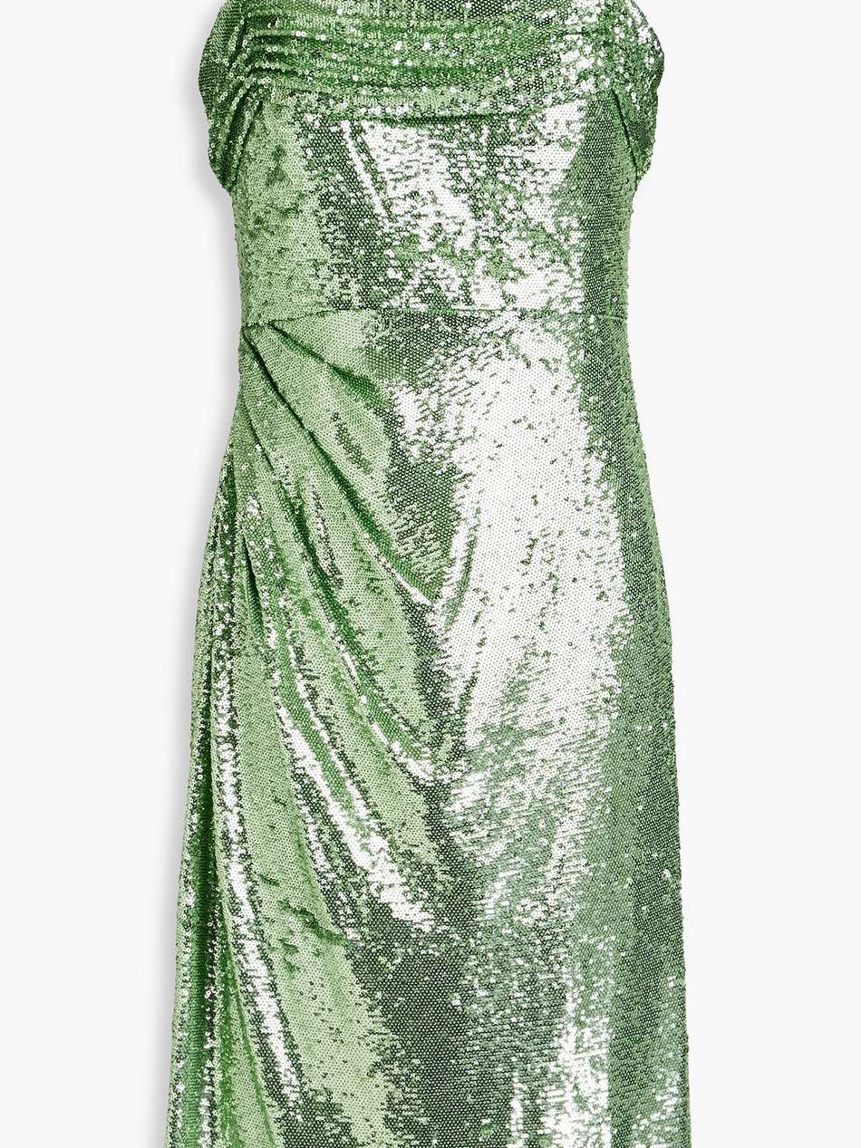 elise ruched sequined tulle dress