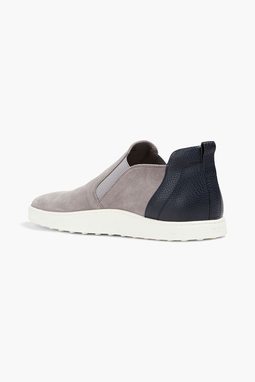 TOD'S Suede and pebbled-leather slip-on sneakers