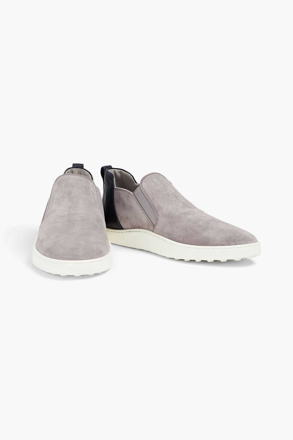 TOD'S Suede and pebbled-leather slip-on sneakers