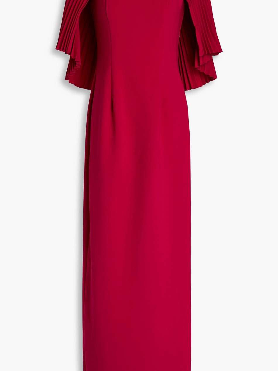 cape-effect embellished crepe gown