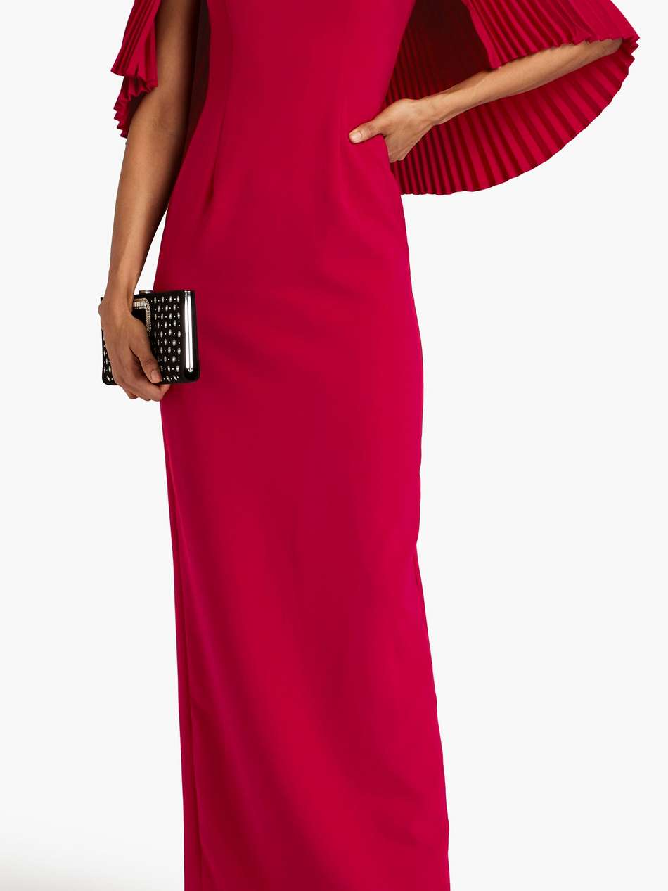 cape-effect embellished crepe gown