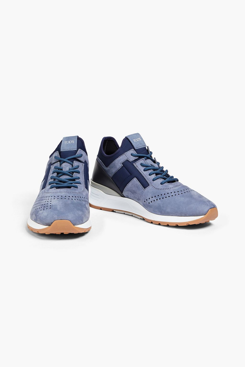 TOD'S Perforated neoprene and nubuck sneakers