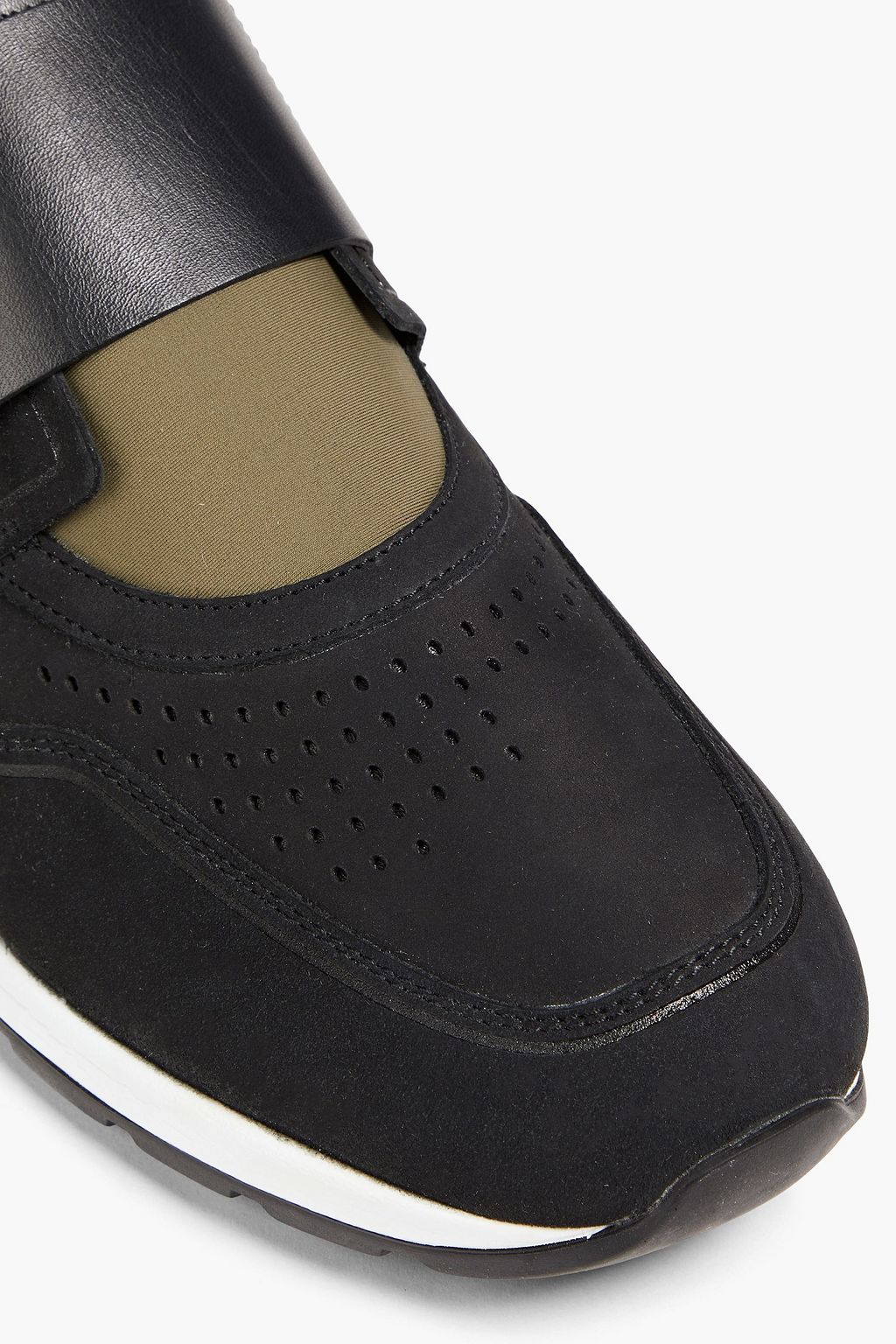 TOD'S Perforated scuba, nubuck and leather sneakers