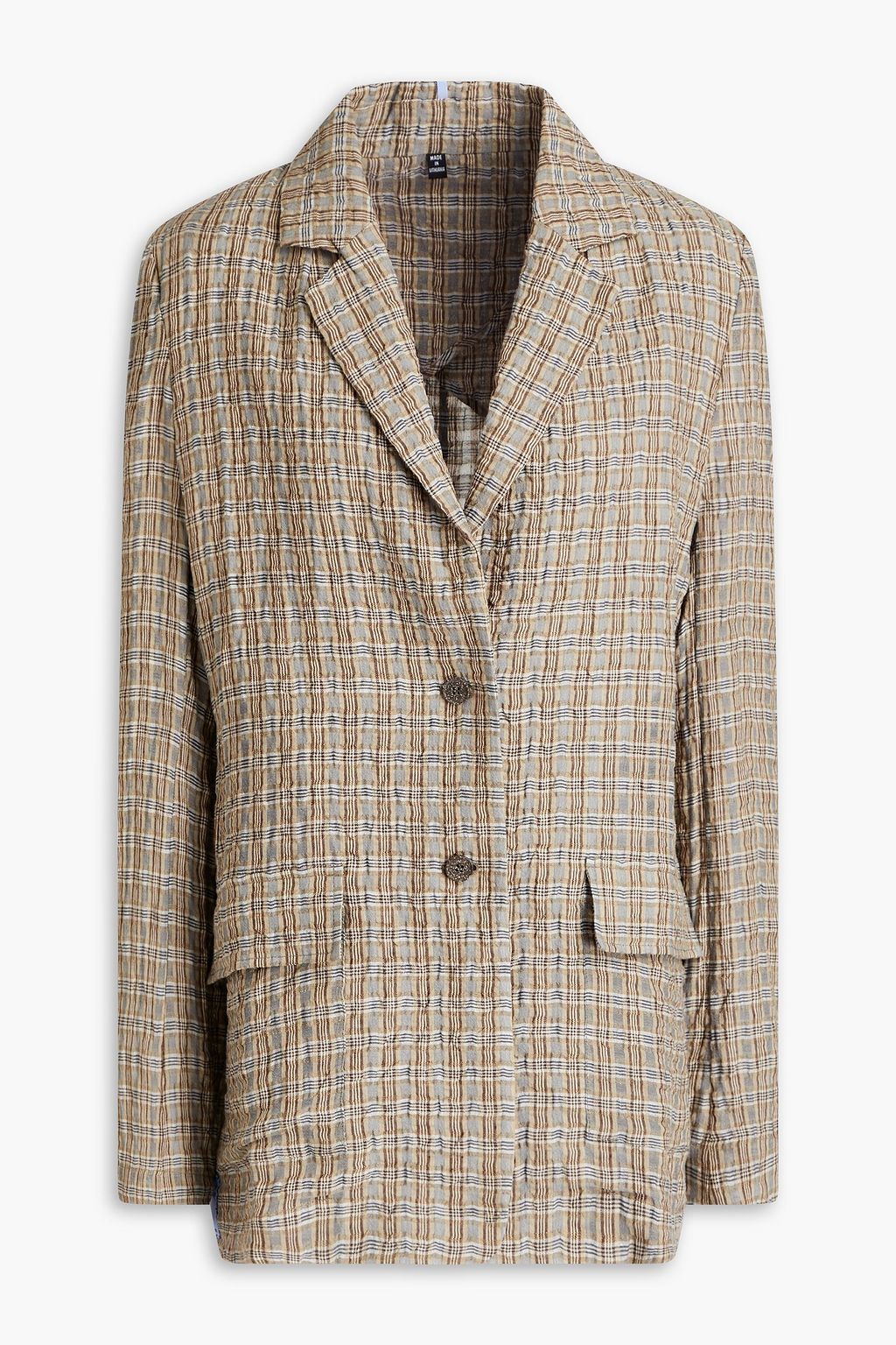 MCQ ALEXANDER MCQUEEN Gingham crinkled linen and cotton-blend gauze ...