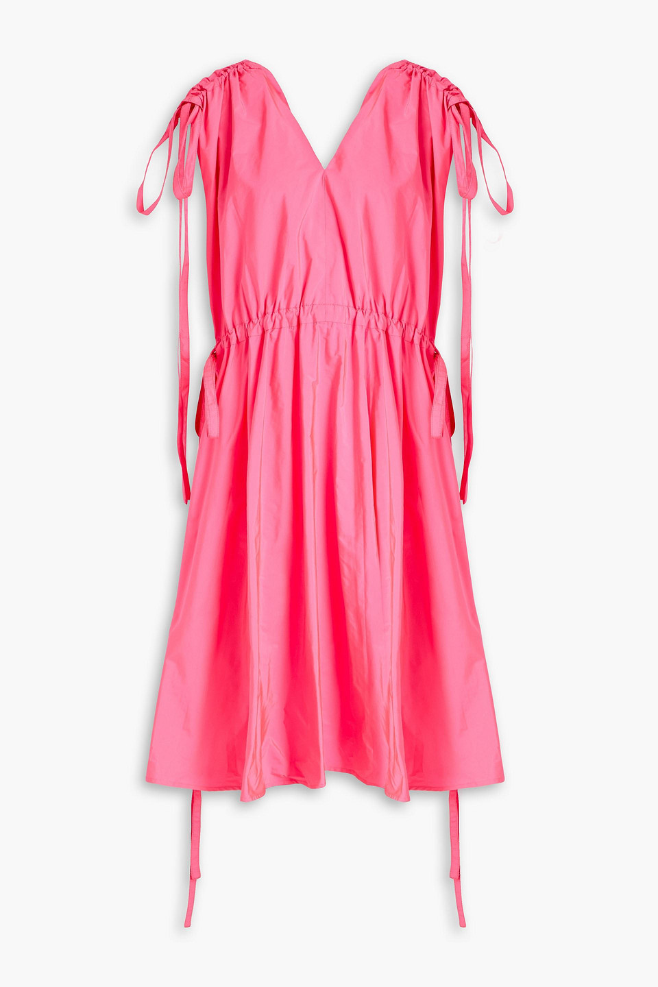 Red Gerafftes Midikleid Aus Shell In Pink