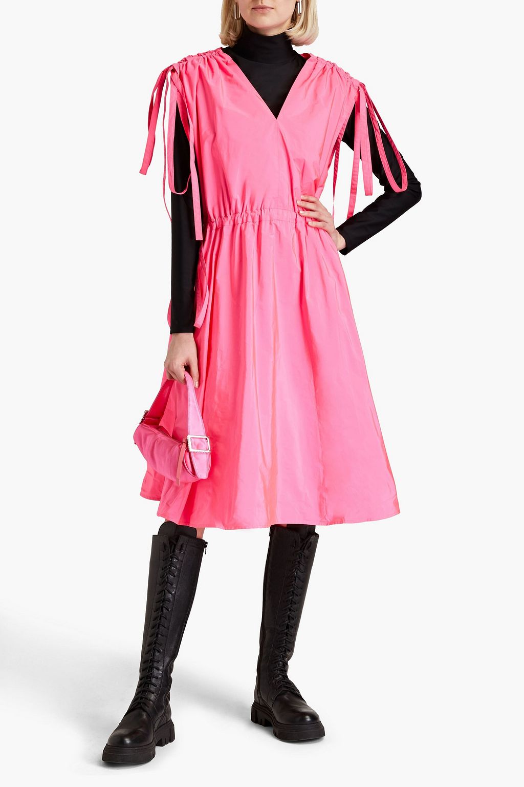 REDVALENTINO فستان متوسط الطول مصنوع من التفتا