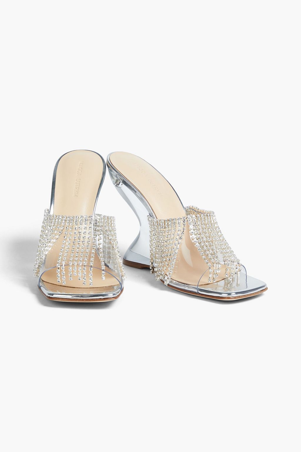 MAGDA BUTRYM Crystal-embellished PVC wedge mules