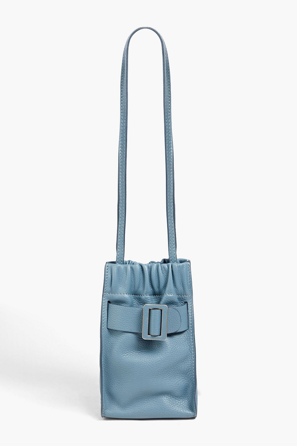 Boyy Scrunchy Buckled Pebbled-leather Phone Pouch In Blue