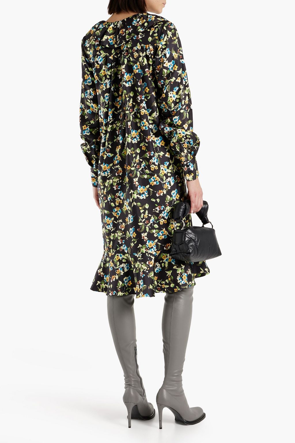 VICTORIA BECKHAM Ruffled floral-print silk-twill dress