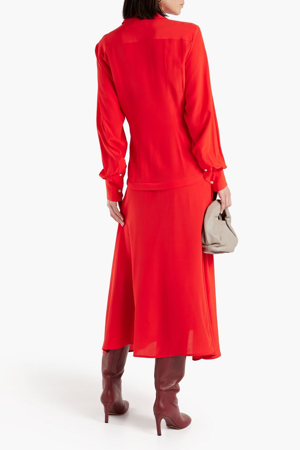 VICTORIA BECKHAM Hemdkleid in Midilänge aus Crêpe de Chine aus Seide mit Raffung