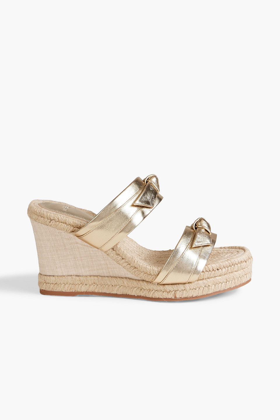 Clarita 75 bow-embellished metallic leather wedge espadrille sandals