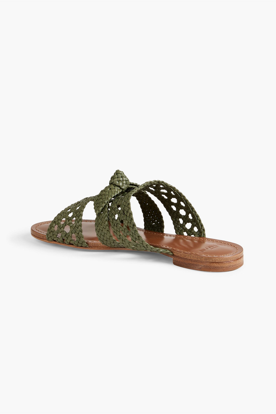 Shop Alexandre Birman Clarita Bow-embellished Woven Leather Sandals In Army Green