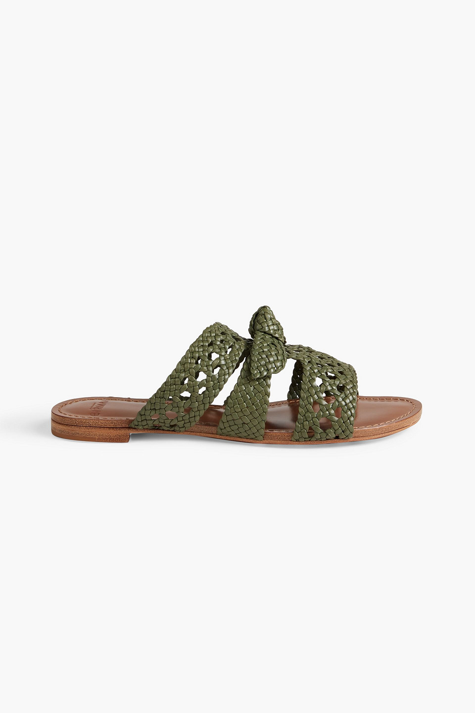 Alexandre Birman Clarita Mules Aus Geflochtenem Leder Mit Schleife In Army Green