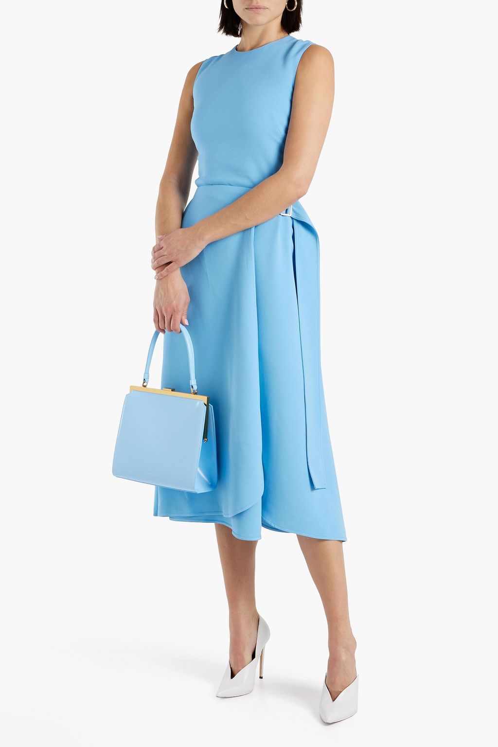 Wrap-effect crepe midi dress