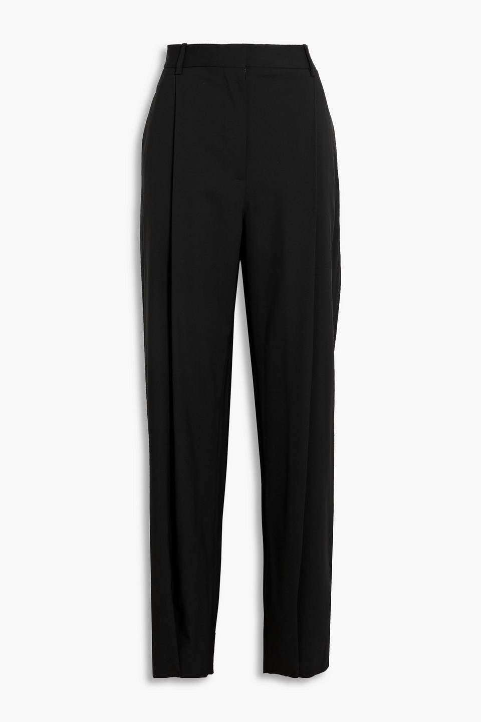 Shop Victoria Beckham Pleated Wool Wide-leg Pants In Black