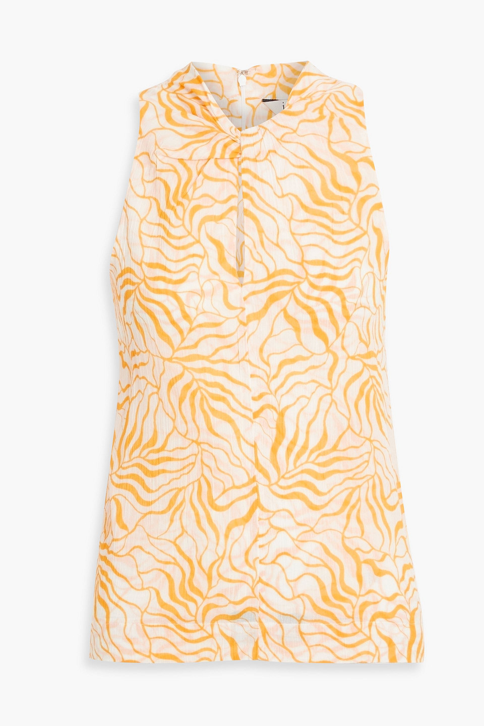 Shop Joie Maraloma Twist-front Printed Cotton-mousseline Top In Saffron