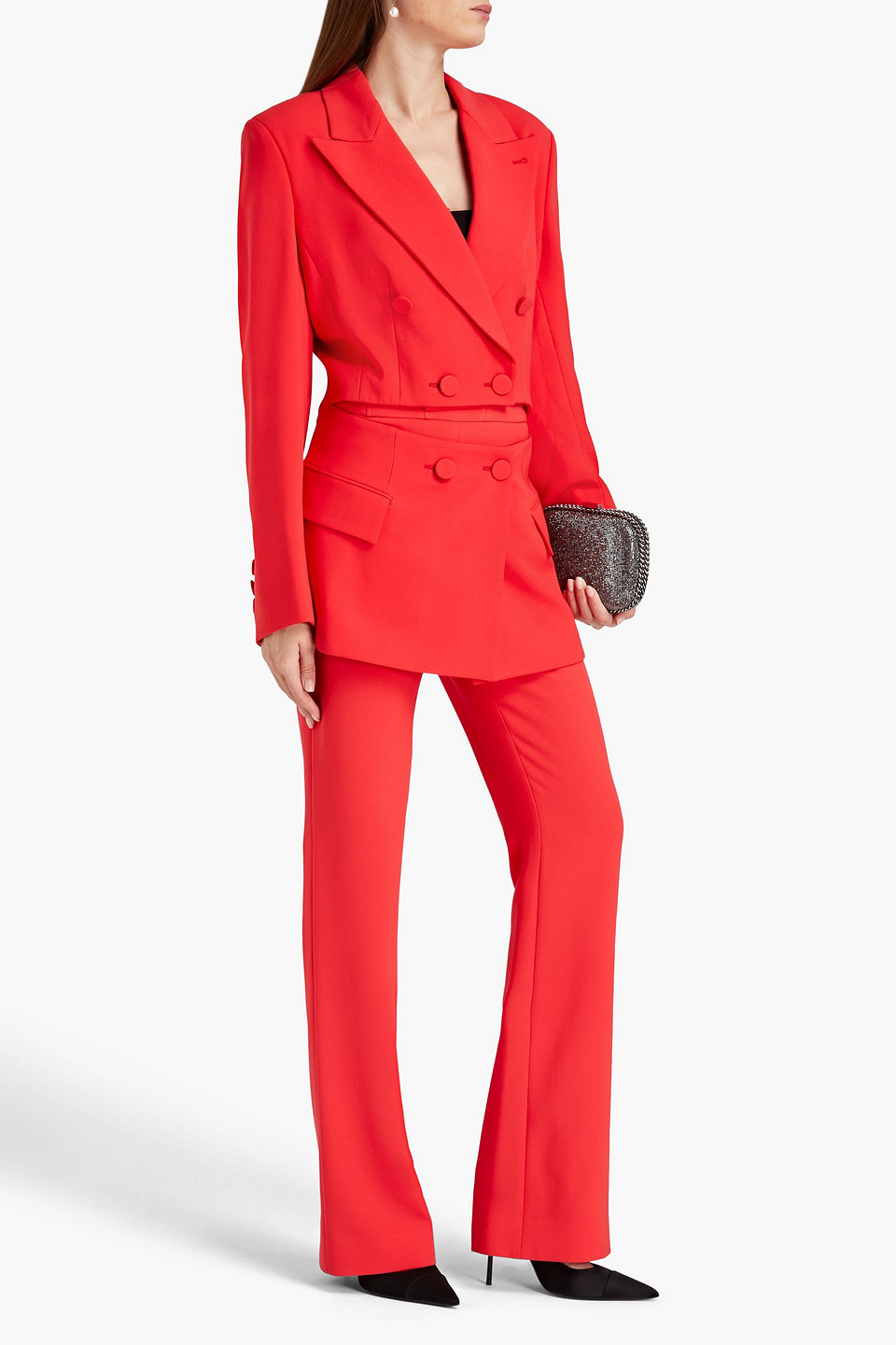  Semsem - Doppelreihiger Blazer Aus Crêpe Mit Cut-outs Und Schößchen - Rot - It 46 