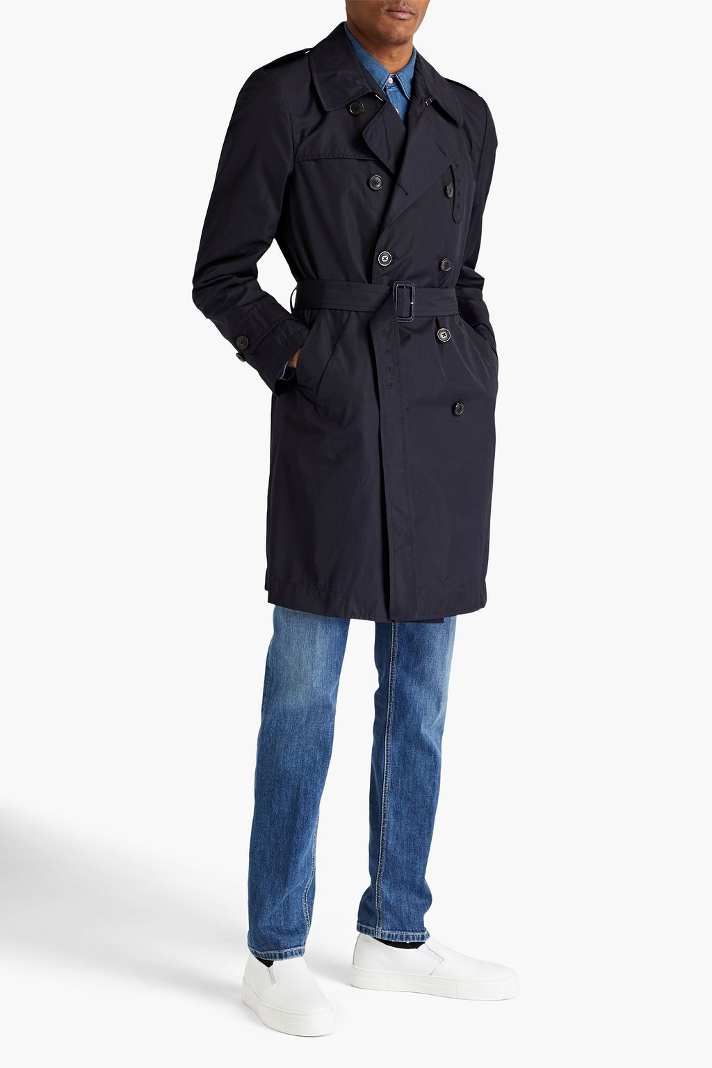 TOD'S Double-breasted belted gabardine trench coat