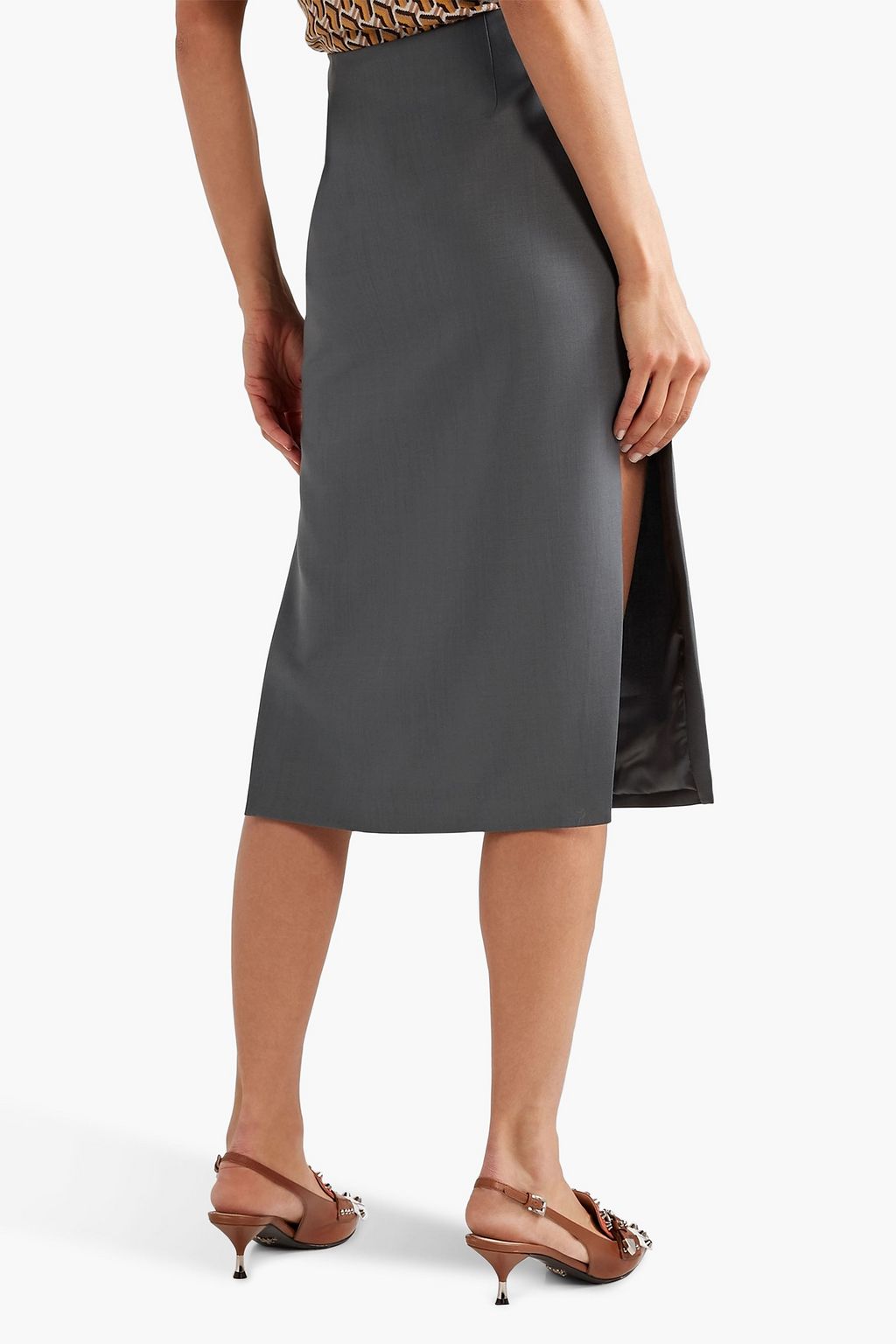 PRADA Mohair and wool-blend midi pencil skirt