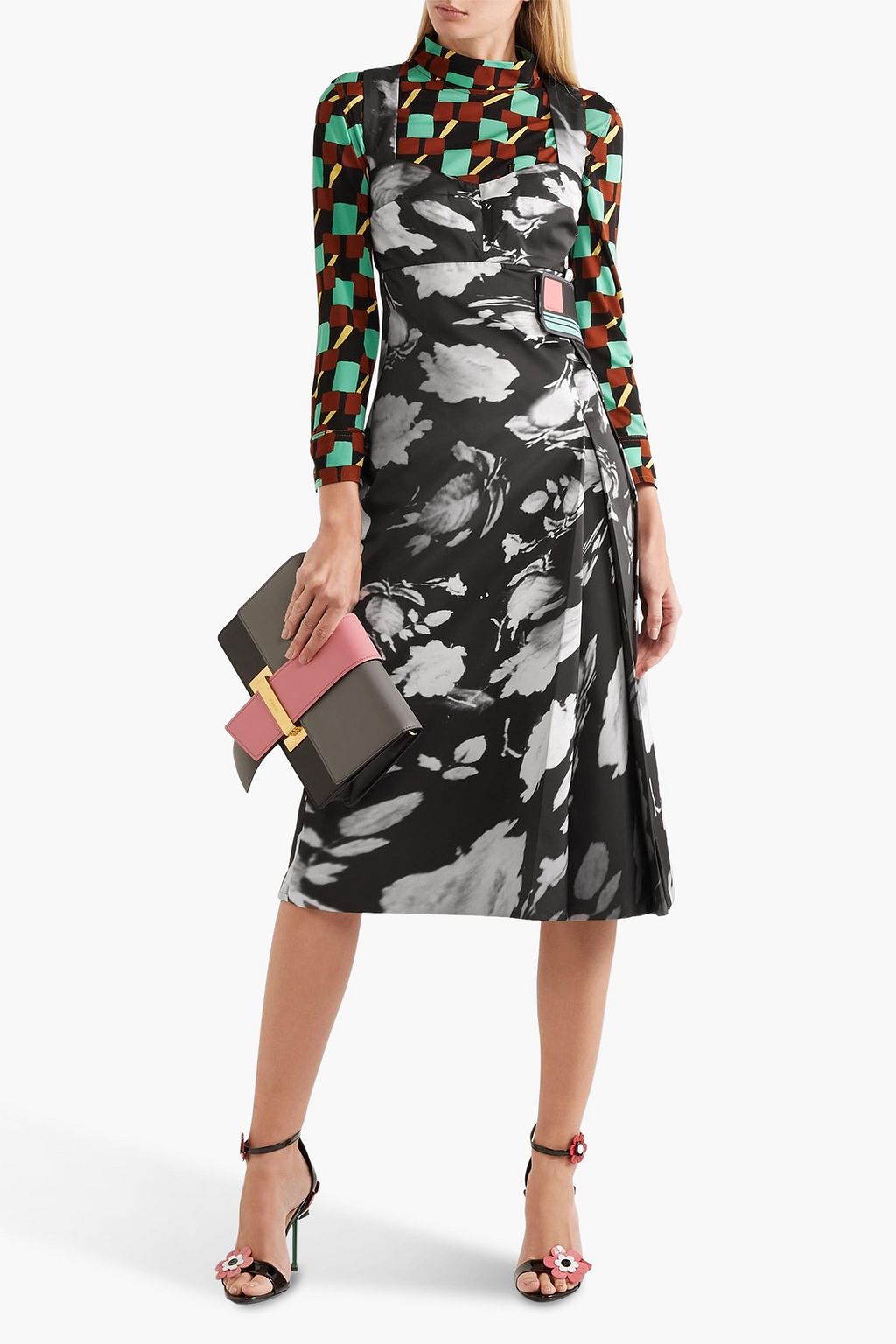 PRADA Wrapeffect floralprint satintwill dress Sale up to 70 off