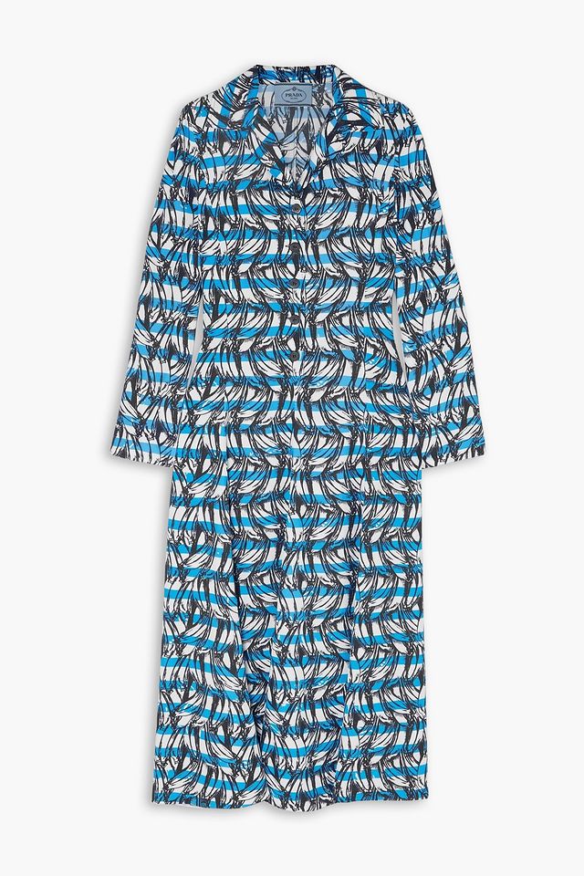 Printed twill midi shirt dress