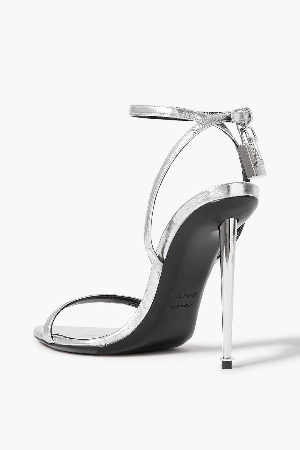 TOM FORD Padlock Sandalen aus Aalleder mit Metallic-Effekt und Verzierung
