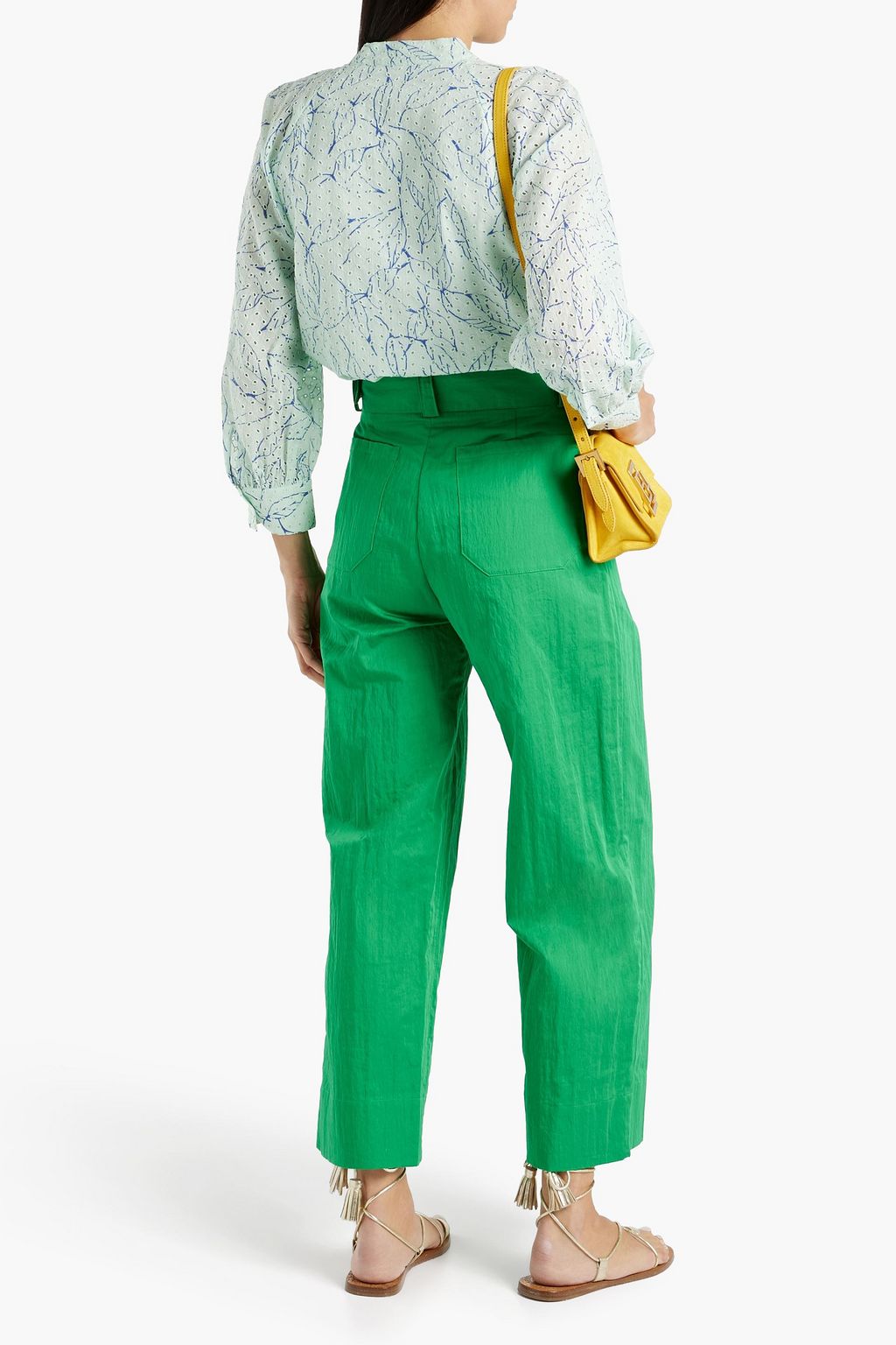 JOIE Perci printed broderie anglaise cotton top THE