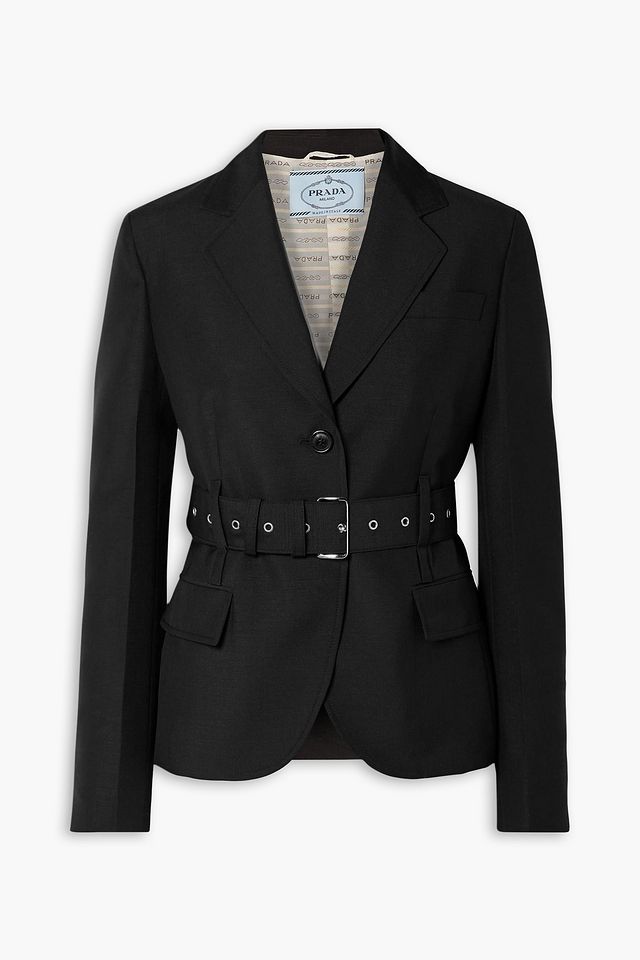 Belted mohair and wool-blend blazer