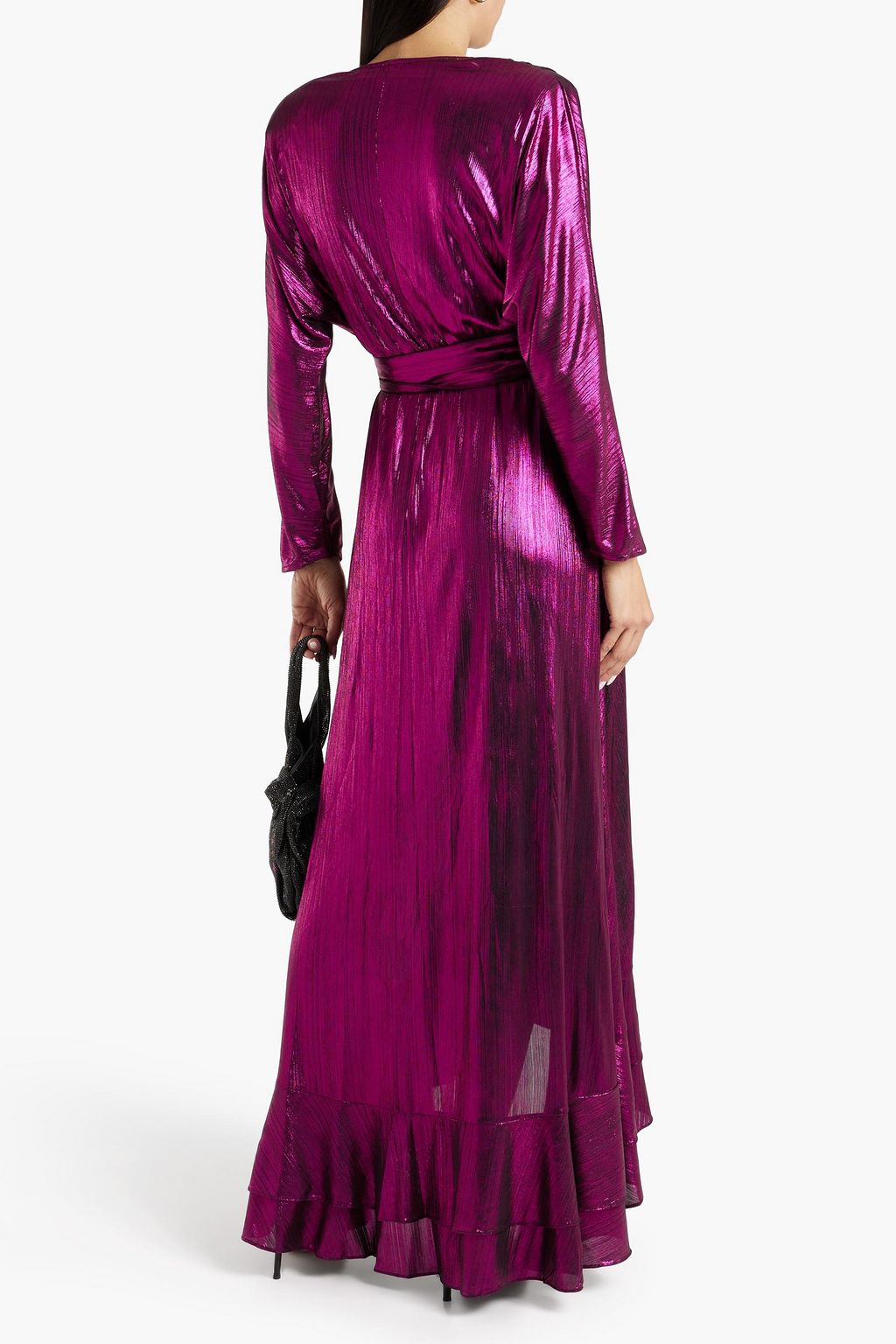 RETROFÊTE Wayne metallic jersey maxi wrap dress