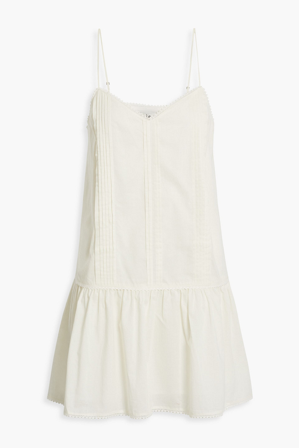 Joie Trinity Pintucked Cotton Mini Dress In Ivory