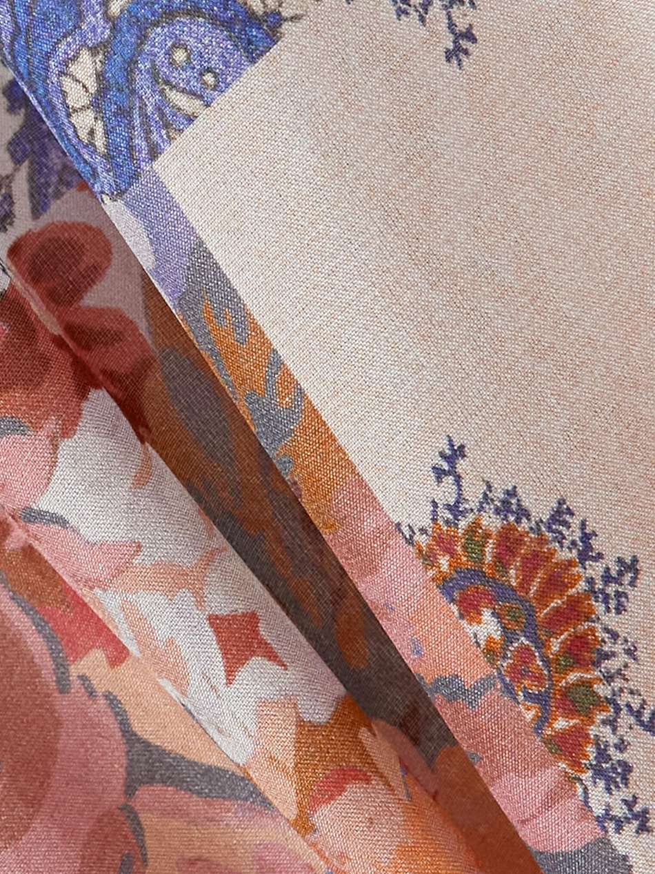 devi belted paisley-print silk midi shirt dress