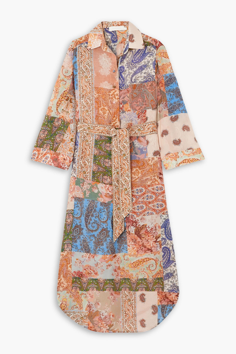 Zimmermann Devi Midi Silk Dress In Peach