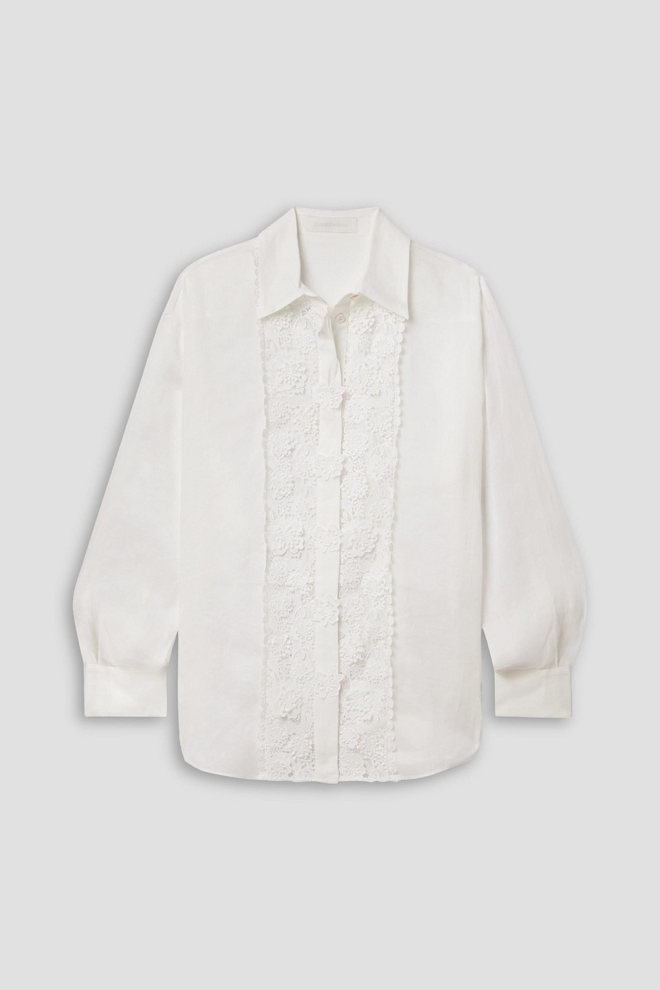Guipure lace and ramie blouse