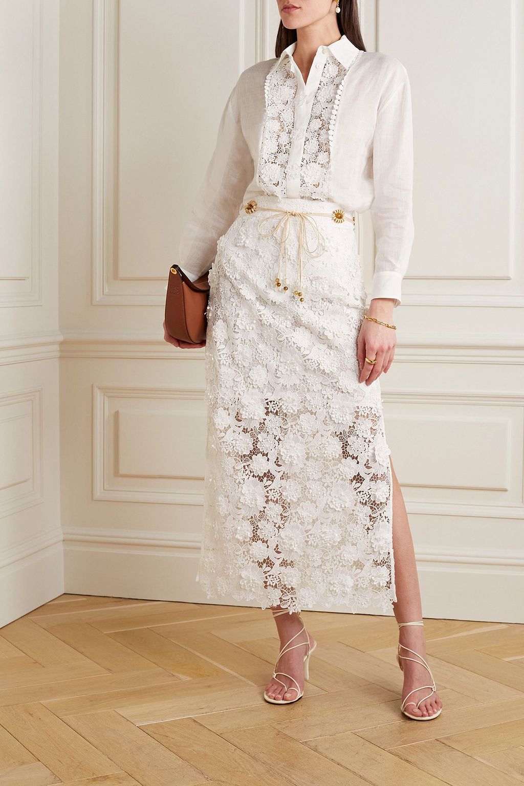 ZIMMERMANN Guipure lace and ramie blouse