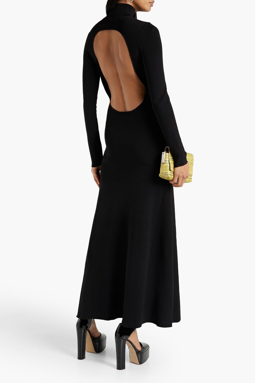 VICTORIA BECKHAM Cutout stretch-knit turtleneck maxi dress