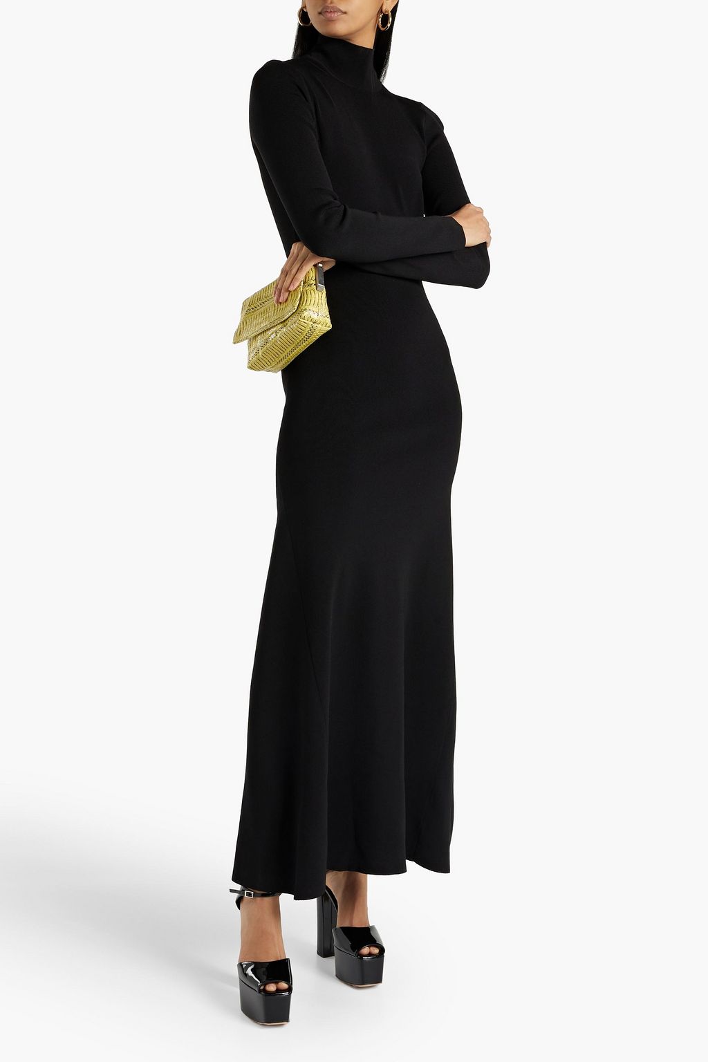 VICTORIA BECKHAM Cutout stretch-knit turtleneck maxi dress