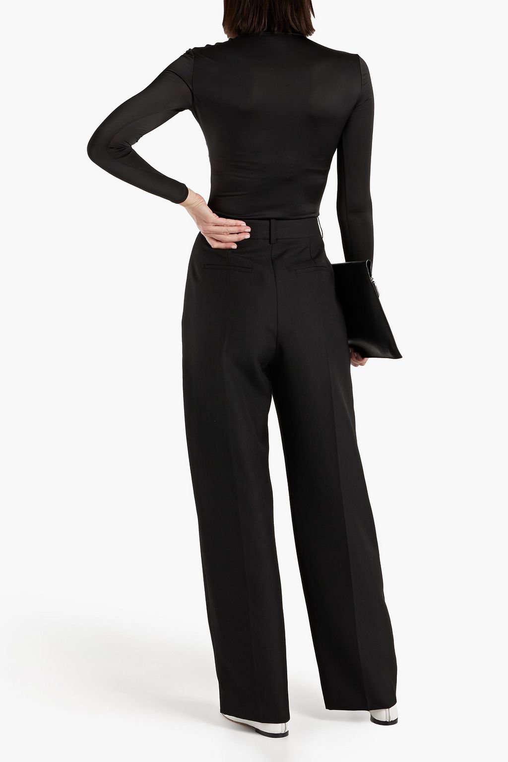 VICTORIA BECKHAM Pleated grain de poudre wool straight-leg pants