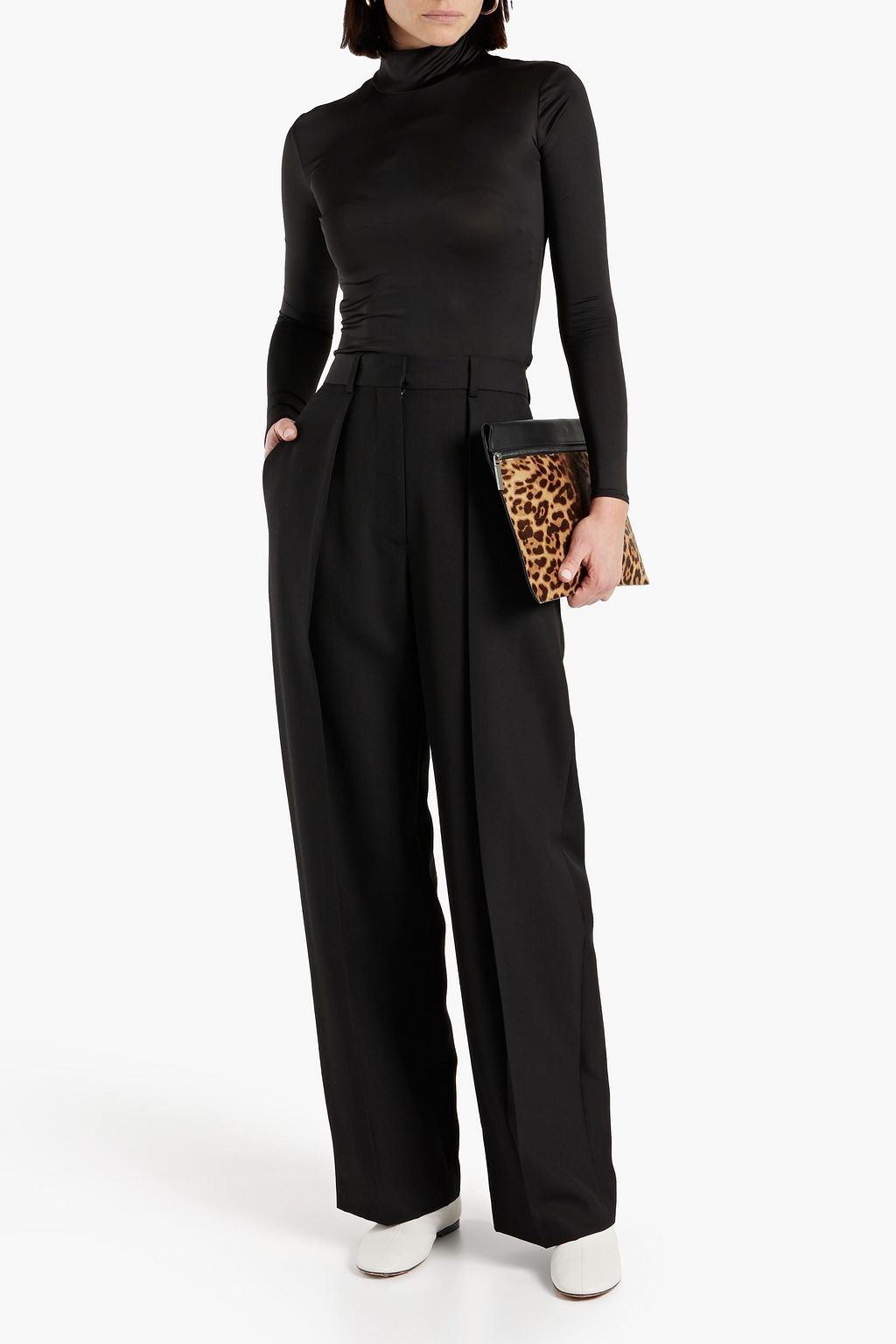 VICTORIA BECKHAM Pleated grain de poudre wool straight-leg pants