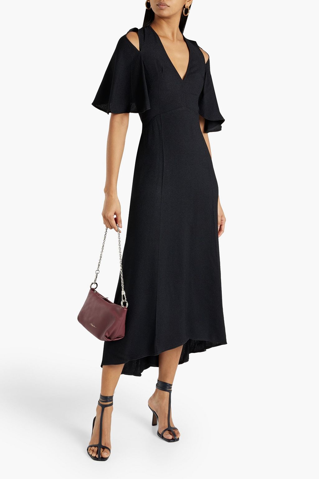 VICTORIA BECKHAM Cold-shoulder crepe midi dress