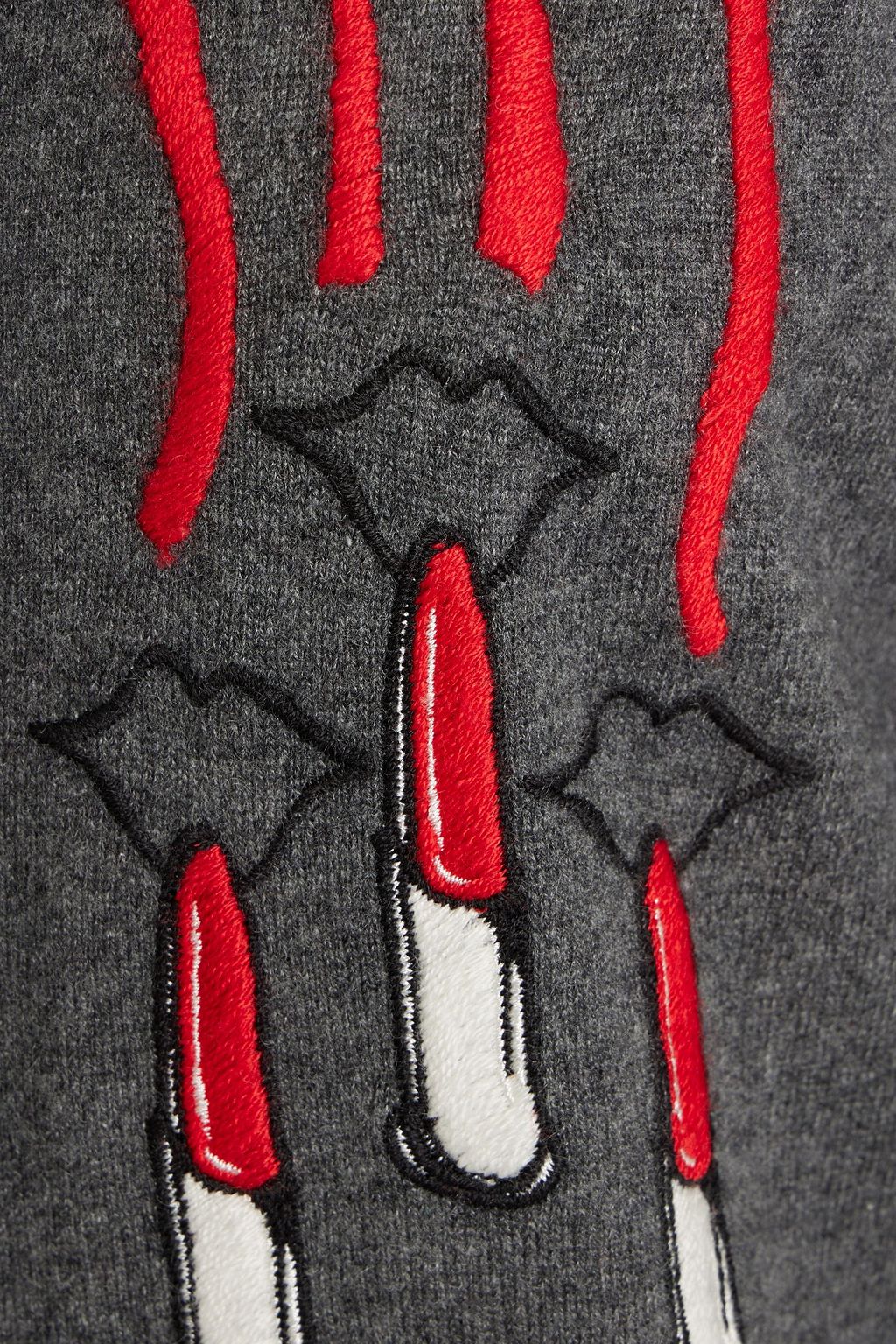 VALENTINO GARAVANI Embroidered jacquard-knit cashmere zip-up hoodie