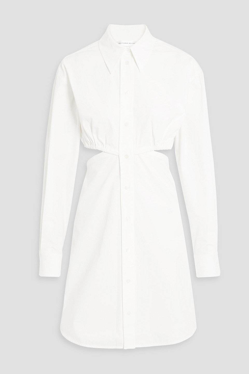 Victoria Beckham Cutout Gathered Organic Cotton-blend Poplin Shirt Dress In White